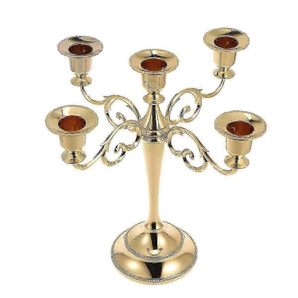 Klassisk ljusstake i legering för bröllops- och heminredning, guld 25x17x5cm[YJD]