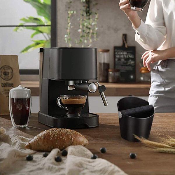 Kaffegrumsspand - Knockbox - Kaffemaskinetilbehør 12 cm - Kaffe knockbox - Knockbox til kaffe og espresso - sort