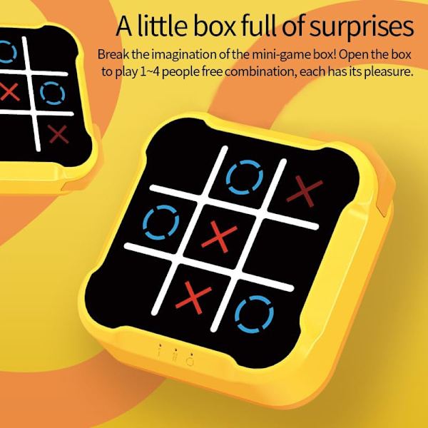 Tic Tac Toe, 4-in-1 Handheld Educational Game Machine, Electronic Tic Tac Toe Game for Education and Memory Development, Home (Yellow)