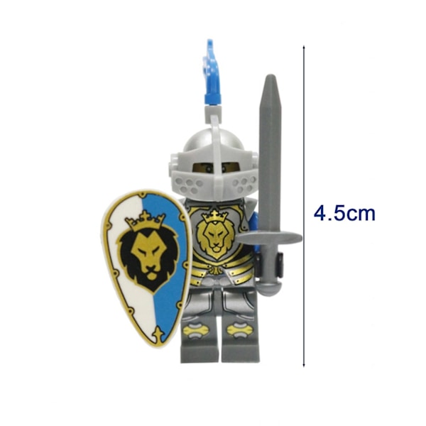 8 stk. Middelalderlige Blå Løve Ridder Soldat Minifigurer DIY Byggeklodser Legetøj Samleobjekter Riddere kk