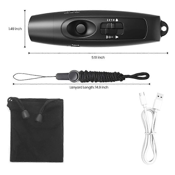 Elektroninen pilli USB-latauksella, hätäpilli erotuomareille, valmentajille, opettajille, ulkoilupeleihin ja retkeilyyn [YJD] Black