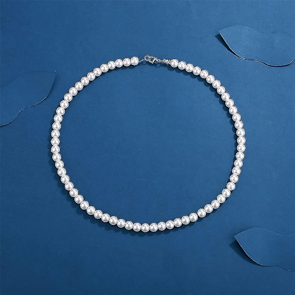 Imitation Perlekæde Mænd Enkel Håndlavet Strand Perlekæde 2022 Ny Trend #wdmy184  (YJD) 40Cm Pearl Necklace