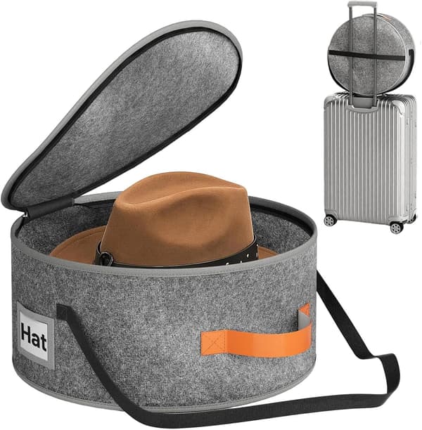 Hatteoppbevaringsboks, bærbar bæreveske med glidelås, cowboyhattholder for reise. (JYD)
