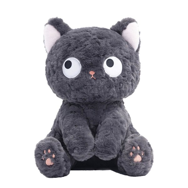 Plushkatt leketøy morsom søt tre poser svart katt myke plushies ornament sove pute fylt dyr dukke leketøy hjem rom dekorasjon (YJD) Black1 S