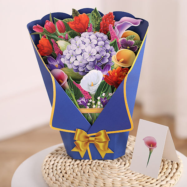 Gratis presentkort med pop-up blomsterbukett som morsdagspresent [YJD] E