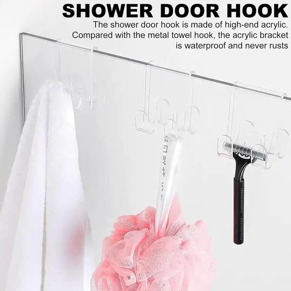 Håndklædekroge til bruser til glas - Over dørbøjle til badeværelsesorganisation | Børstet rustfrit stål, anti-ridse gummipolstring, borefri[YJD]