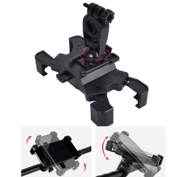 Telefonholder - Universal - Sort - Hurtig montering - 360° rotation - Sort PVC/Silikone - CYKELTILBEHØR (YJD)