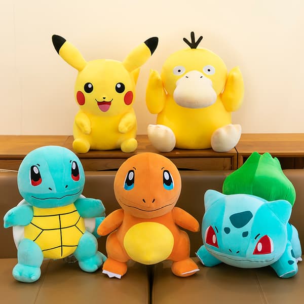 Pikachu plysjleketøy, Squirtle, Charmander, søt dukke, Bulbasaur. (DB) Psyduck 23 cm