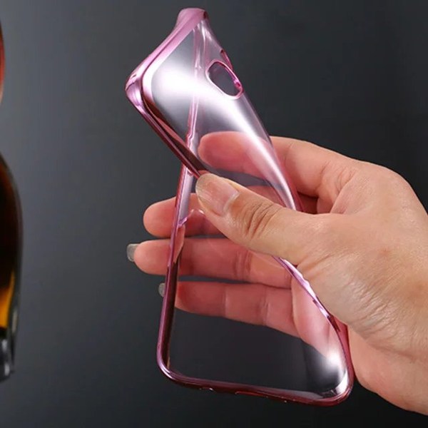 Genomskinlig Silikon Skal Galaxy S7 Edge Metallic Rosa