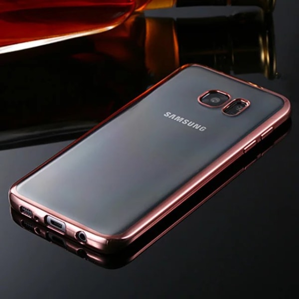 Genomskinlig Silikon Skal Galaxy S7 Edge Metallic Rosé