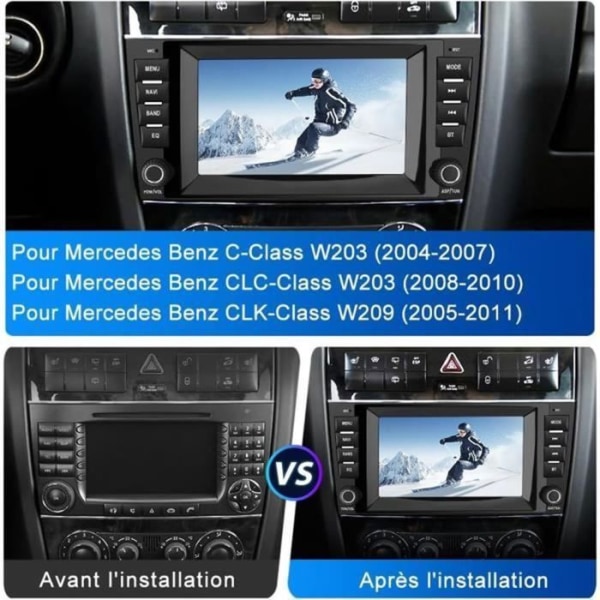 AWESAFE Android 12 bilradio för Mercedes-Benz C-Klass CLC-Klass W203(2008-2010)CLK-Klass W209(2005-2011) 8-tums Carpla-pekskärm
