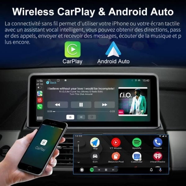 AWESAFE Android 11[4GB+64GB] bilradio för BMW X5 E70 X6 E71 med 10,25 tum, Carplay/Android Auto/WIFI/4G, CIC-system[2010-2013]