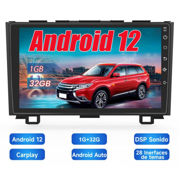AWESAFE Android 12 bilradio för Honda CRV (2007-2011) 1GB + 32GB 9-tums pekskärm med Carplay Android Auto RDS GPS WiFi