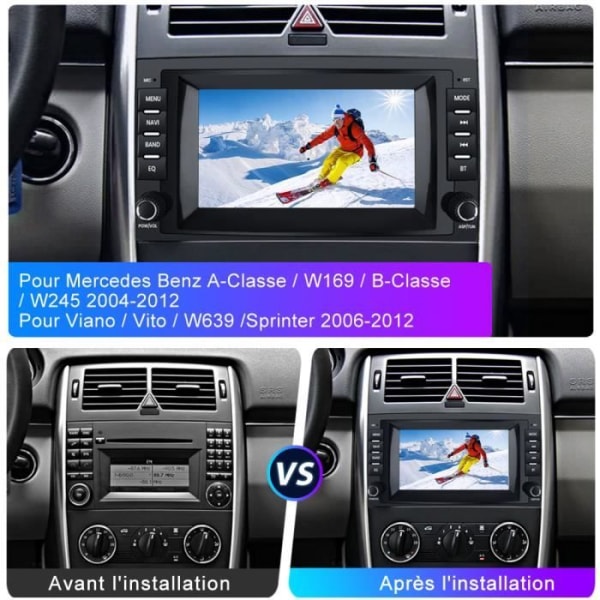 AWESAFE Android 12 bilradio för Mercedes Benz Vito Viano/Sprinter W639 W245/Klass B/Klass A W169 med 7-tums GPS-skärm