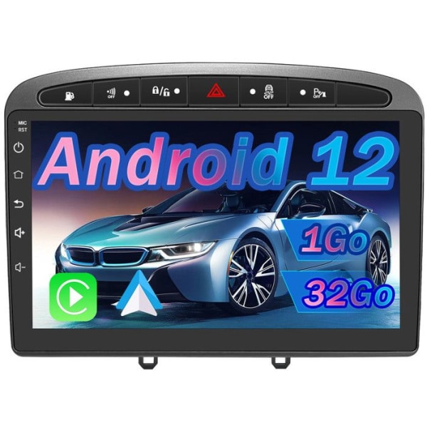 AWESAFE Android 12 bilradio för Peugeot 308/408 (2007-2013) 1GB + 32GB 9'' Pekskärm med GPS Carplay AndroidAuto