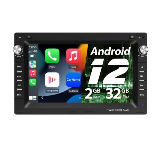 AWESAFE Android 12 bilradio med Carplay, Android Auto, Bluetooth, FM, RDS, 7 tum 2G+32G för VW Passat B5 Golf Polo MK4 T5