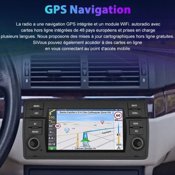 AWESAFE Android 12 bilradio för BMW E46 Rover 75 MG ZT [1GB+32GB] 7-tums pekskärm GPS Bluetooth WiFi