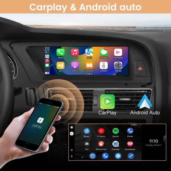 AWESAFE Android 11 4GB+64GB bilradio för Audi A4L B8 2013-2016, 8,8 tum, med WiFi CarPlay/Android Auto Non MMI