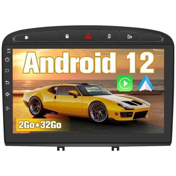 AWESAFE Carplay Radio för Peugeot 308/408(2007-2013)Android 12 med 9 tums pekskärm GPS/Android Auto/WiFi 2GB+32GB Svart