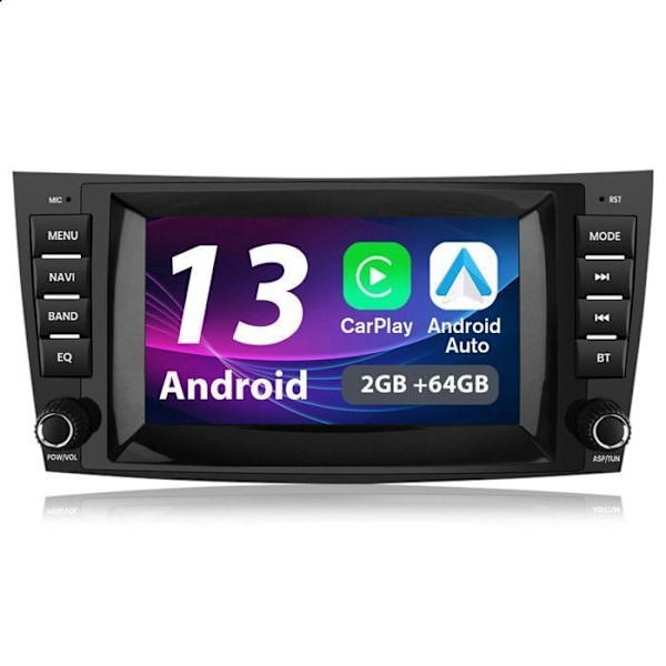 AWESAFE 4G Android 13 2GB+64GB bilradio för Mercedes-Benz E-Class W211 GLS-Class W219, 9-tumsskärm med Carplay Android Auto GPS