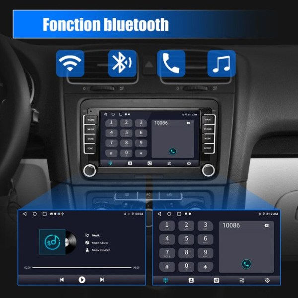AWESAFE Android 12 bilradio för Golf 5 6 VW Passat Polo Seat Skoda med 7-tums pekskärm GPS Bluetooth WiFi[1GB+32GB]