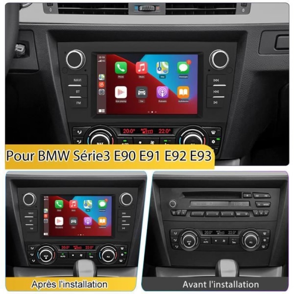 AWESAFE Android 12 bilradio för BMW Series 3 E90 E91 E92 E93 med Android Auto 7-tumsskärm GPS Bluetooth WiFi