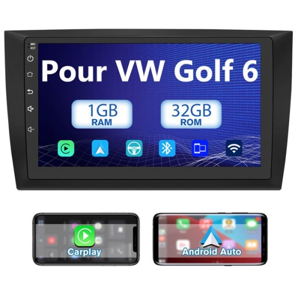 AWESAFE Android 12 bilradio för VW Golf 6 (2008-2016) 1GB + 32GB 9-tums pekskärm med Carplay GPS WiFi Bluetooth Android Auto