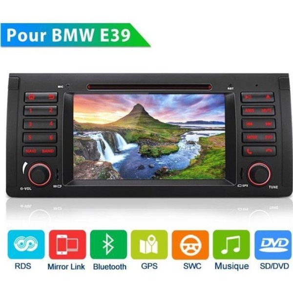 AWESAFE bilradio för BMW 5-serie E39 / BMW X5 E53 /BMW M5 DVD-spelare med 7-tums pekskärm GPS Bluetooth SWC FM Mirrorlink