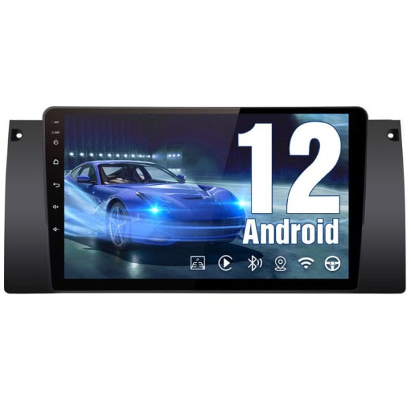 AWESAFE Android 12 bilradio för BMW 5er E39 X5 M5 E53 (1996-2003) med 1GB+32GB 9-tumsskärm Carplay GPS Bluetooth Android Auto