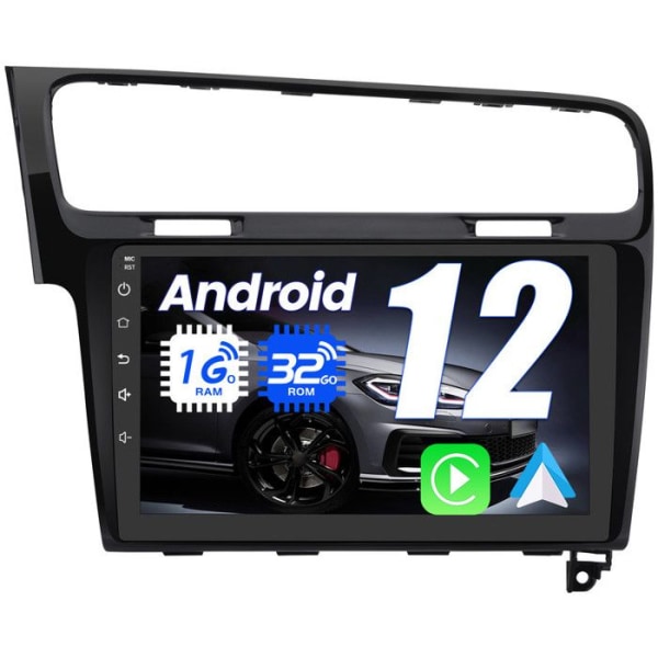 AWESAFE Android 12 bilradio för VW Golf 7 (2012-2020), 1GB+32GB 10-tums pekskärm med Carplay Android Auto GPS WiFi Bluetooth FM