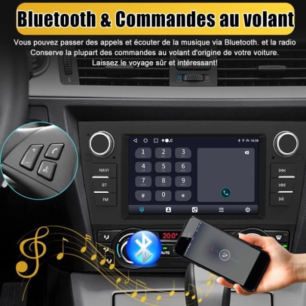 AWESAFE Android 12 bilradio för BMW Series 3 E90 E91 E92 E93 med Android Auto 7-tumsskärm GPS Bluetooth WiFi