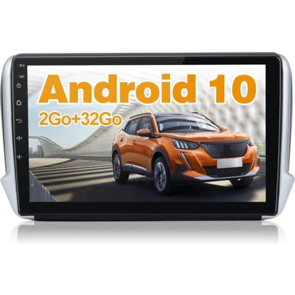 AWESAFE Android 12 Car Radio för 208/2008 [2GB+32GB] 9 Inch+Carplay Android Auto GPS Bluetooth WiFi FM RDS SWC
