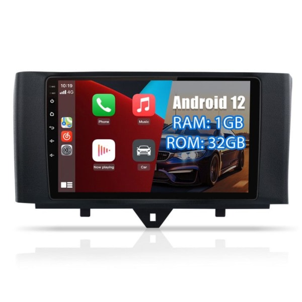 AWESAFE Android 12 bilradio för Mercedes Benz Smart 2011-2015, 1GB+32GB 9-tumsskärm med Carplay GPS WiFi Bluetooth Android Auto