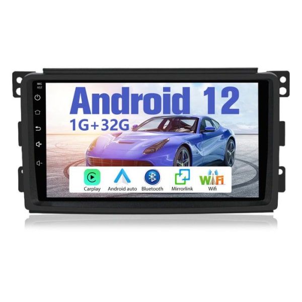 AWESAFE Android 12 bilradio för Mercedes Benz Smart Fortwo 2005-2010 med 1GB+32GB 9-tumsskärm Carplay GPS Bluetooth Android Auto