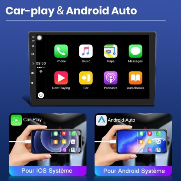 AWESAFE Bilradio för VW Golf 7 2012-2020 Android 12 [2GB+32GB] 10 tums pekskärm med Carplay Android Auto GPS WiFi Svart
