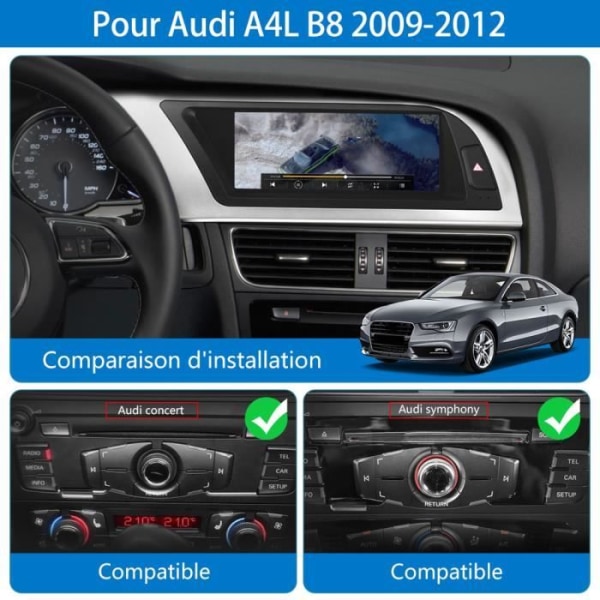 AWESAFE Android 11 4GB+64GB bilradio för Audi A4L B8 2009-2012, 8,8 tum, med WiFi CarPlay/Android Auto Non MMI