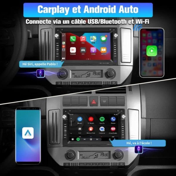 AWESAFE Android 12 bilradio med Carplay, Android Auto, Bluetooth, FM, RDS, 7 tum 1G+32G för VW Passat B5 Golf Polo MK4 T5