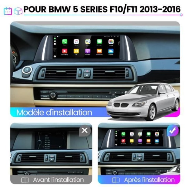 AWESAFE Android 11 bilradio för BMW 5-serien, F10 F11 [4GB+64GB] med 10,25 tum, Carplay/Android Auto/Bluetooth/WIFI/4G
