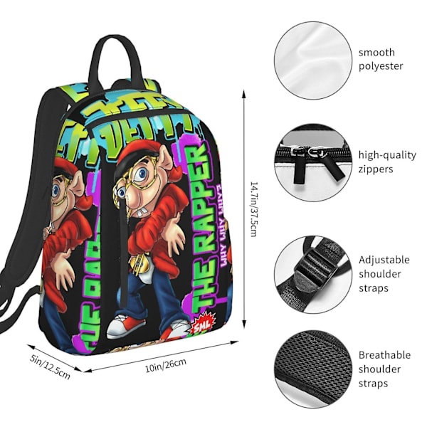 SML Jeffy The Rapper Lätt Ryggsäck Student Bokväska Skolväska Satchel Daypack Unisex Ryggsäck Ryggsäck För Barn Tonåringar Vuxna 16.1 X 11.8 X 4.940inches