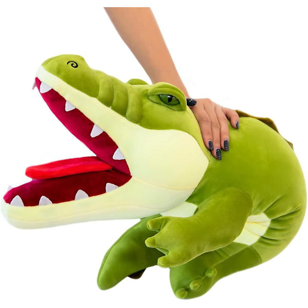 Realistisk krokodil plysch jätte krokodil gosedjur mjuk grön krokodil kudde dekoration julklapp, gräsgrön/31,5