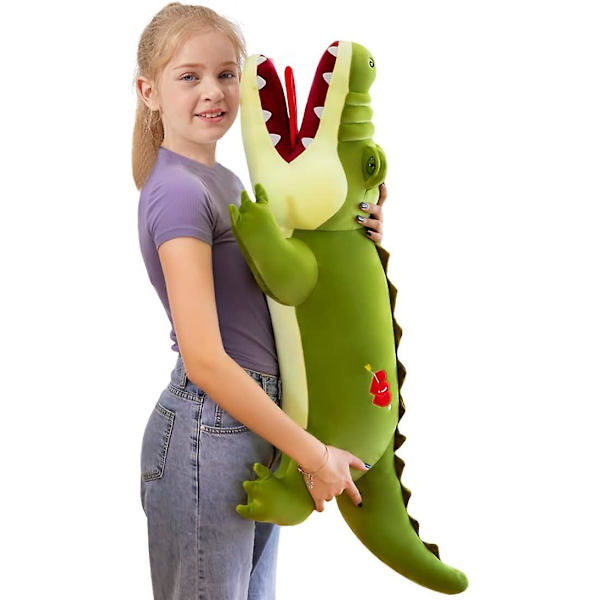 Realistisk krokodil plysch jätte krokodil gosedjur mjuk grön krokodil kudde dekoration julklapp, gräsgrön/31,5