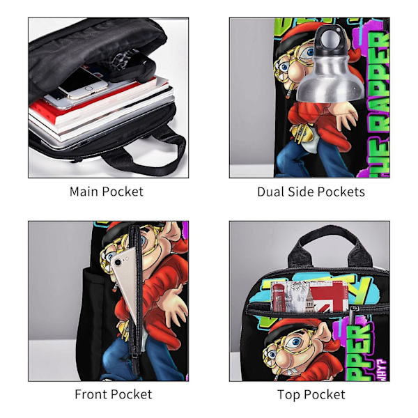 SML Jeffy The Rapper Lätt Ryggsäck Student Bokväska Skolväska Satchel Daypack Unisex Ryggsäck Ryggsäck För Barn Tonåringar Vuxna 16.1 X 11.8 X 4.940inches