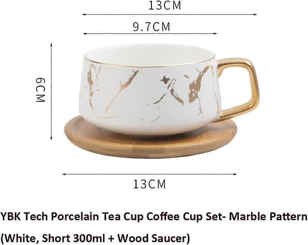 Porcelæns Tekop Kaffekrus Sæt til Eftermiddagste - Marmormønster