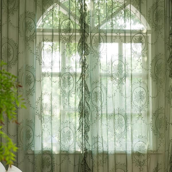 Beige spetsgardiner 2 st Vit 140*160cm White 140*160cm