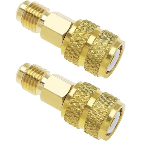 R410A Adaptere - Pakke med 2 - Massiv Messing - SAE 5/16 til 1/4 Konvertering - Mini-Split Aircondition