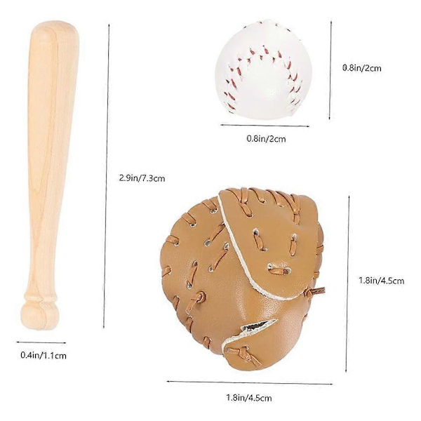 Mini Basebollträ Handske Set Simulerad Baseboll Modell Leksak