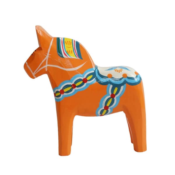 Svensk Dalahästprydnad Samlarobjekt Dalhästfigur Djur Orange