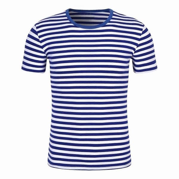 Herr kortärmad randig sjömansstil rundhalsad basic casual Kortärmad Blå M Blue M