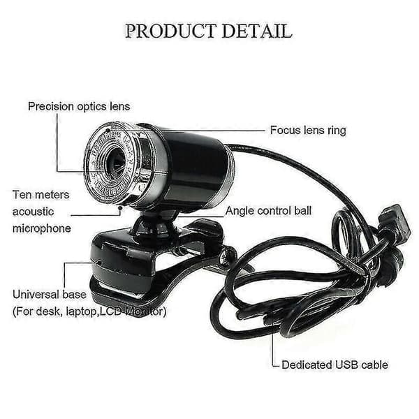 Til pc bærbar stationær HD webcam USB computer webkamera video med mikrofon