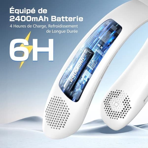 Halsventilator, 360° lydløs bærbar ventilator, 3-trins USB-halsventilator med LED-display, velegnet til kontoret